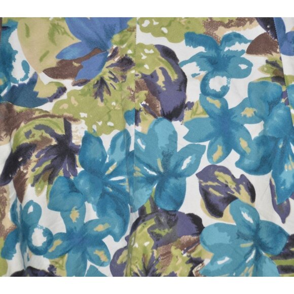 Vintage George Ladies Blue Green Floral A-Line Knee Length Skirt Size 12 Casual - Picture 6 of 8